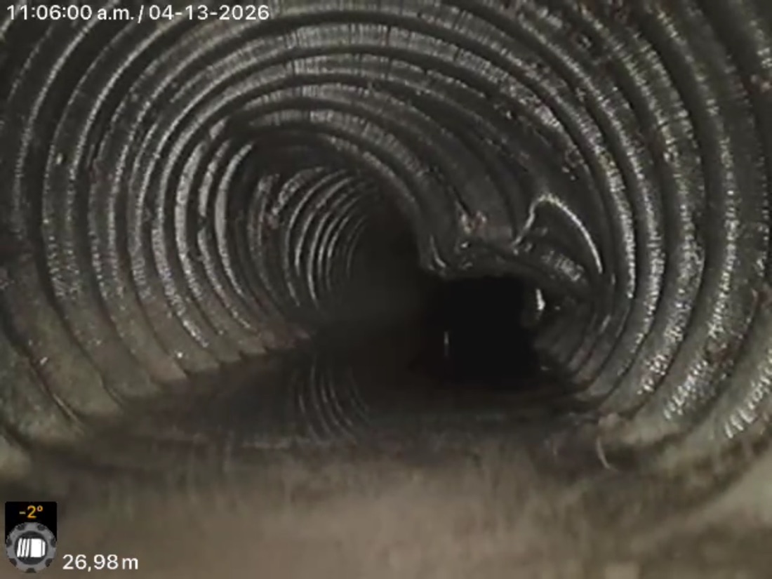Section de drain rétrécie et obstruée